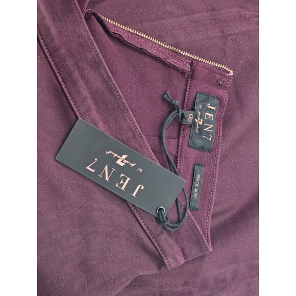 ALK Women's 6 Jen 7 For All Mankind Burgundy Coated Denim Straight Pencil Skirt - Picture 7 of 10